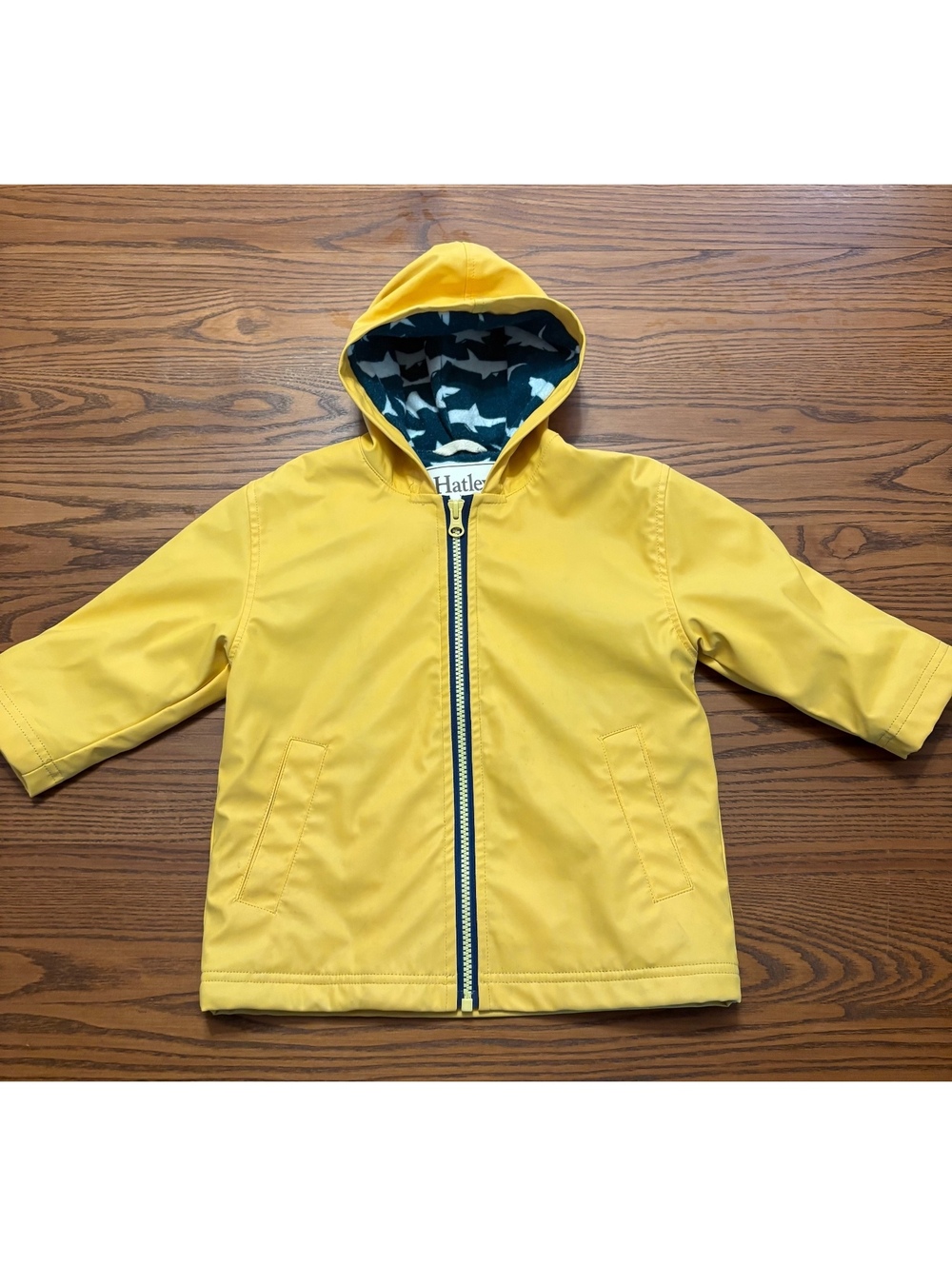 Hatley Yellow Rain Jacket with Shark Lining - Toddler Size 2